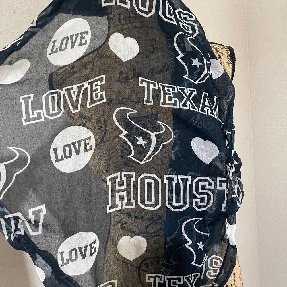 Football Light Weight Scarf Houston Texans Blue with White Hearts words LOVE OS - Picture 2 of 5